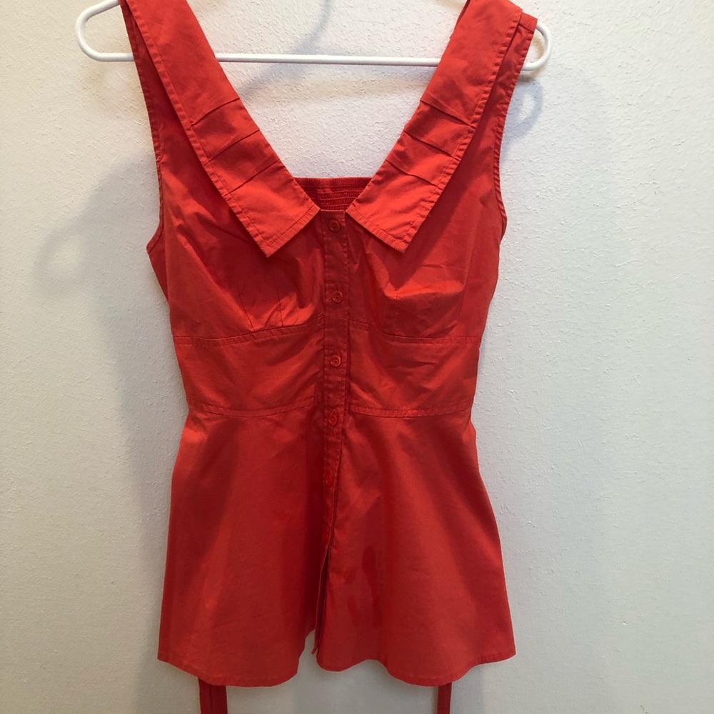 Odille (from Anthropologie) coral woven top size 2